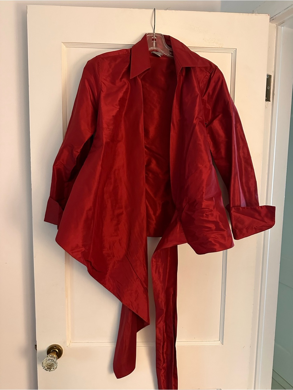 Ann Taylor Red Silk Wrap Blouse - Picture 6 of 8